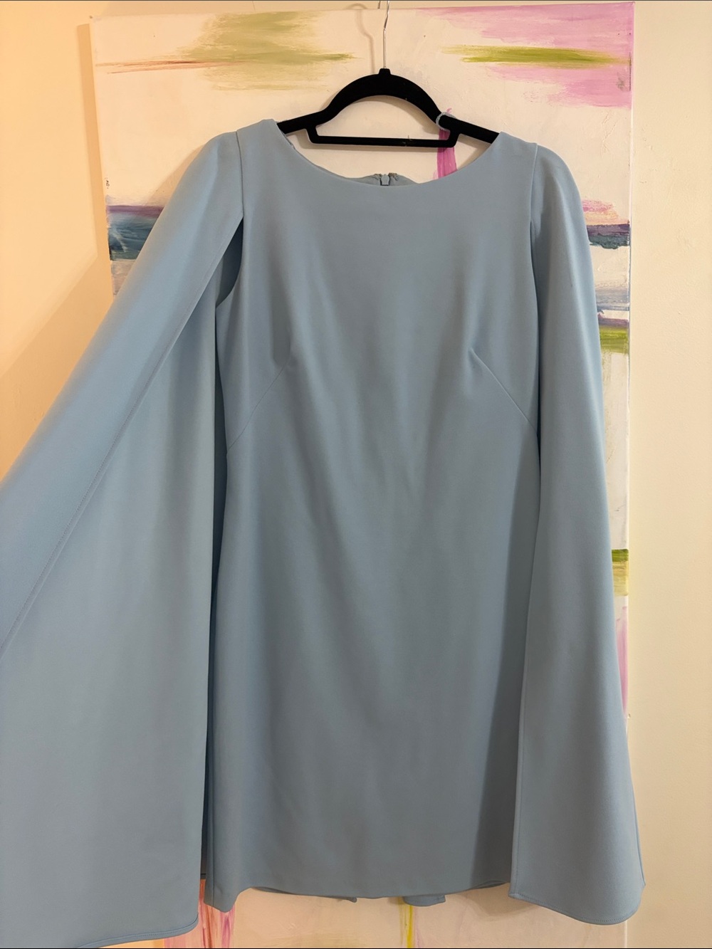 Adrianna Papell Powder Blue Cape-Sleeve Cocktail Dress